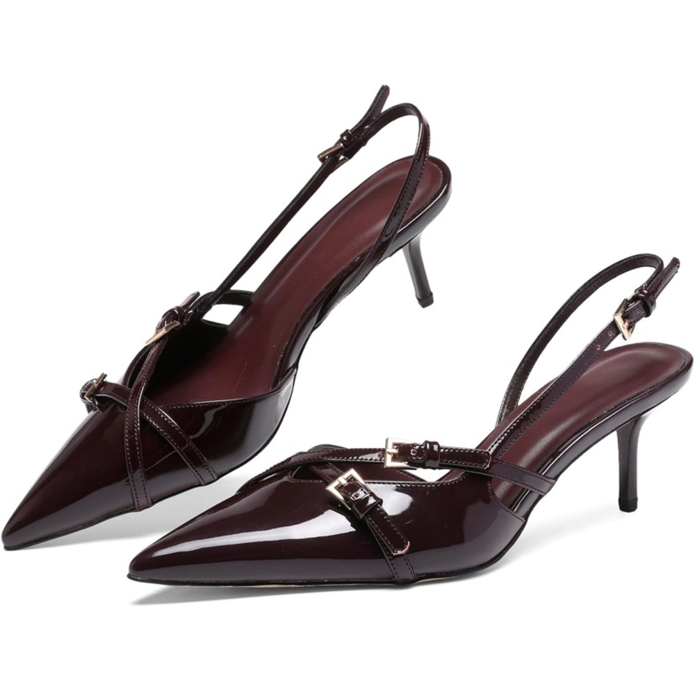 Cherry red kitten hells shoes